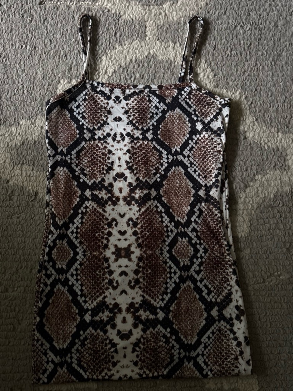 PrettyLittleThing Brown, Black & Cream Snake-Print Tank Dress